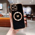 thumbnail image 5 of for iPhone 14 Pro Max Case Magnetic, Cute Heart Phone Case for Women Men Luxury Plating Full Camera Lens Protect Soft Silicone Shockproof Bumper for iPhone 14 ProMax Case 6.7" (Black), 5 of 11