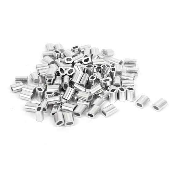 1mm 3/64" Steel Wire Rope Aluminum Ferrules Sleeves Silver Tone 100Pcs