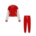thumbnail image 3 of LUXUR Women Single Breasted 2 Piece Tracksuit With Pockets Running Jogger Set Big Red XL, 3 of 3