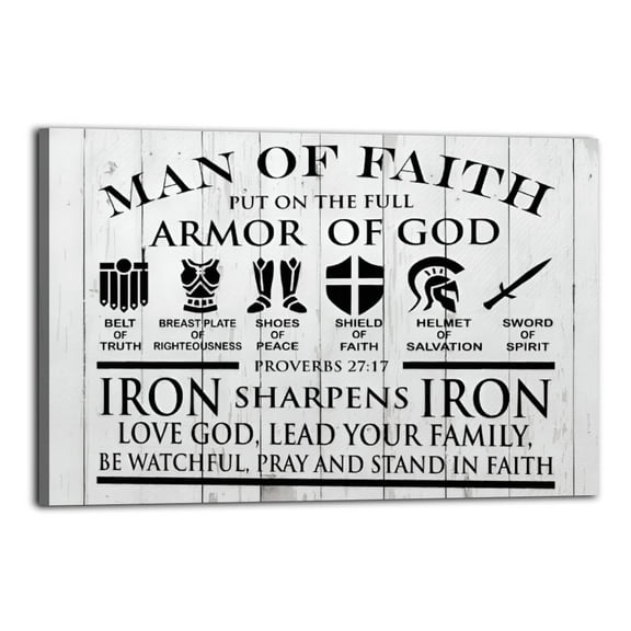 Man of Faith Quotes Proverbs 27：17 Bible Poster Great Wall Art for Home Decor, Made in USA,fathers Day Posters for Room, Office Or Living Room