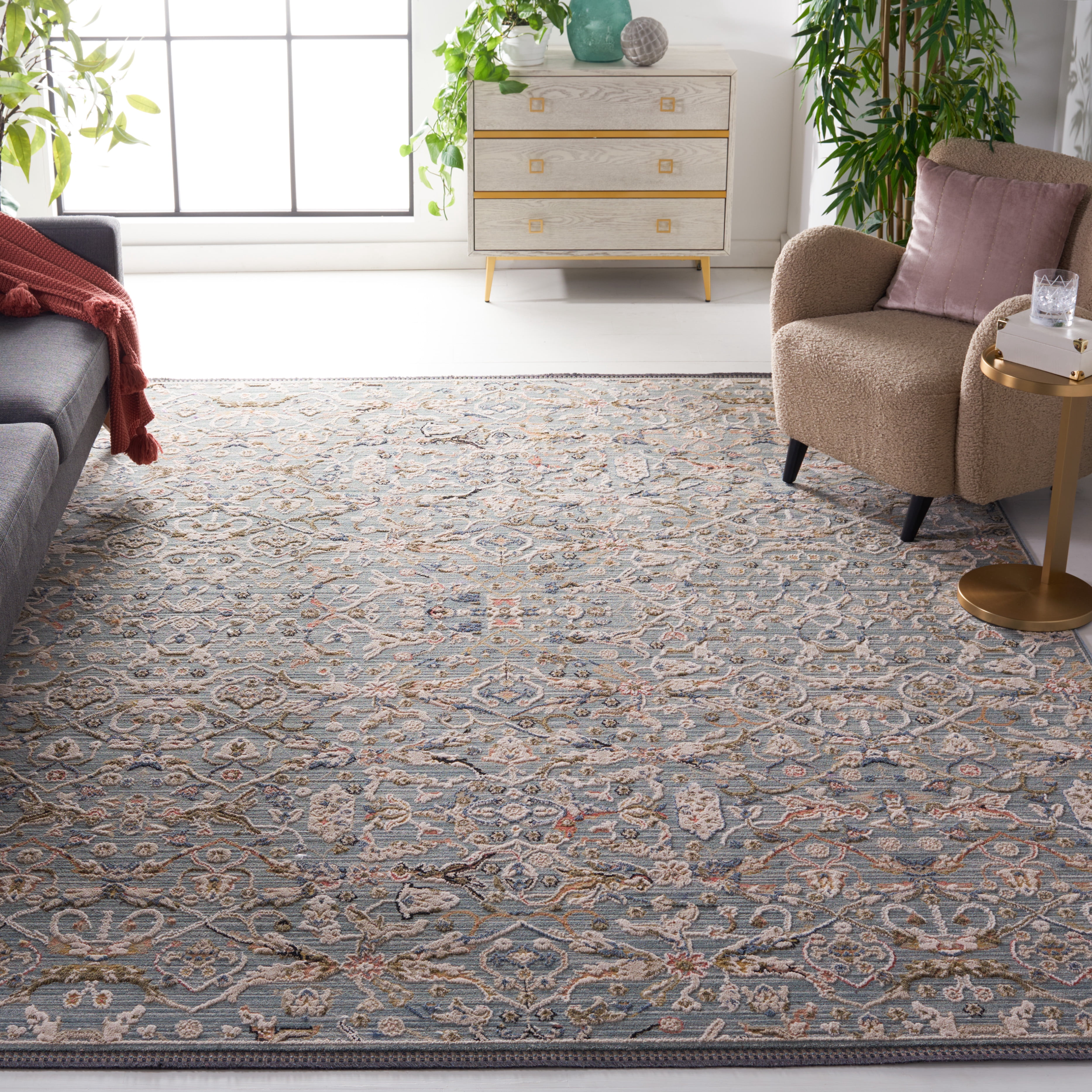 SAFAVIEH Vivaldi Petrina Abstract Area Rug, Navy/Rust, 8' x 10'