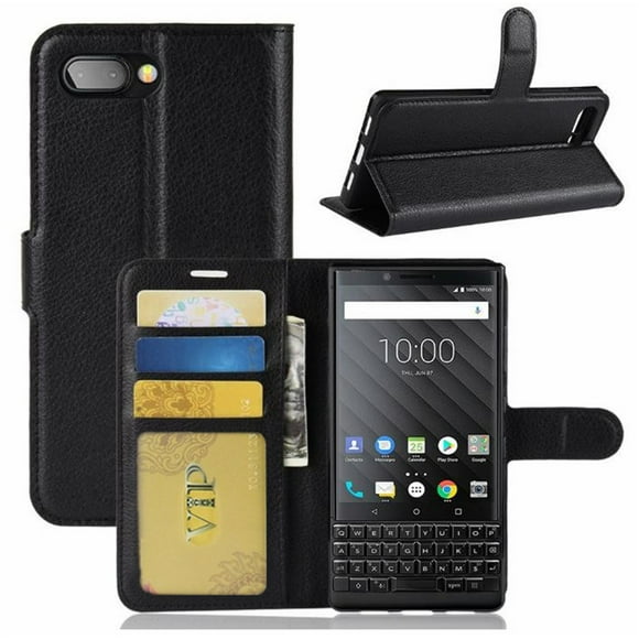 [PST] Blackberry Key2 le / KeyTwo Lite Étui, Cuir Carte Magnétique Fente Portefeuille Folio Flip Étui Housse