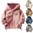 thumbnail image 4 of Odeerbi Kids Boys Girls Winter Fleece Coat 2025 Fashion Solid Color Cute Plush Thickening Keep Warm Zipper Hooded Coat Pink 6-7 Years, 4 of 4