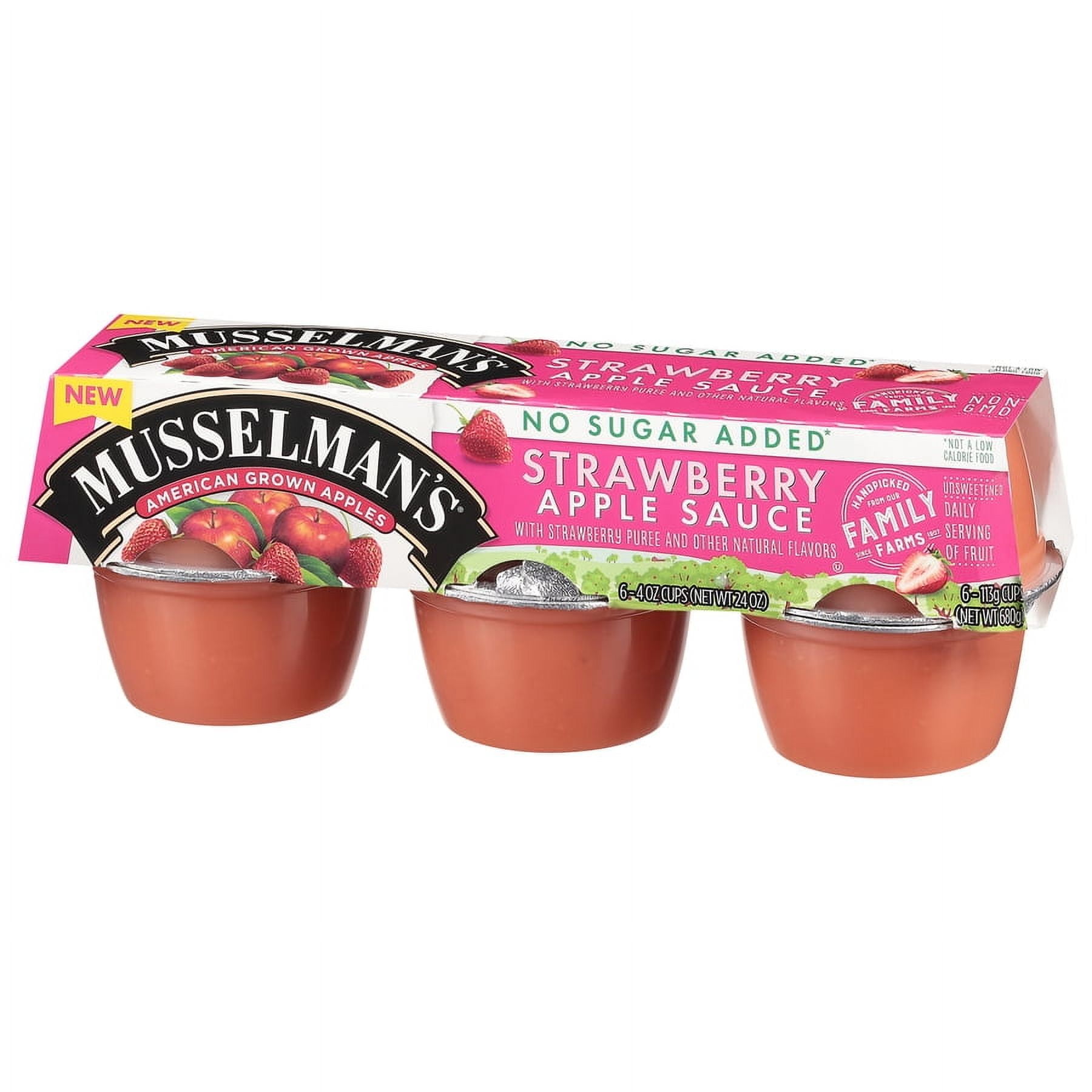 (12 pack) Musselman's No Sugar Added Strawberry Applesauce 4oz, 6 count