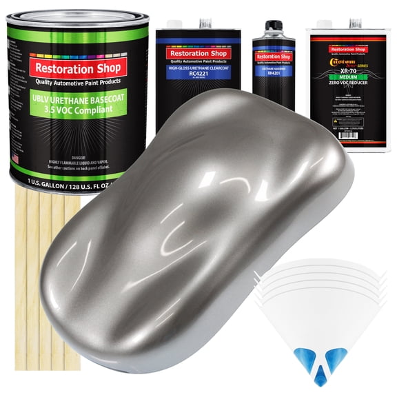 Titanium Gray Metallic Gallon Kit Low VOC URETHANE BASECOAT Car Auto Paint Kit