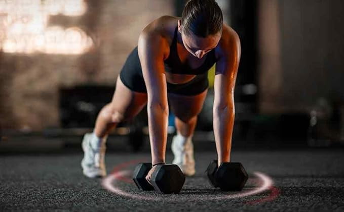 ROALW HEX Dumbbell Set 105lb, Rubber Encased Home Gym Dumbbells, Exercise & Fitness Weights Dumbbells for Women & Men, Hand Weight for Strength Training