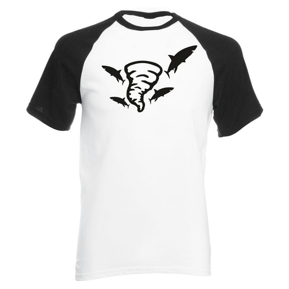 Reality Glitch Sharknado Mens Short Sleeve Baseball T-Shirt Shark Funny Movie Graphic Tee