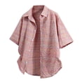 thumbnail image 2 of Ashirexll Mens Shirts Casual, Mens Button up Shirts Short Sleeve, Vintage and Fashion Plaid Shirts Casual Short Sleeve Summer Beach Button up Shirt, 2 of 7