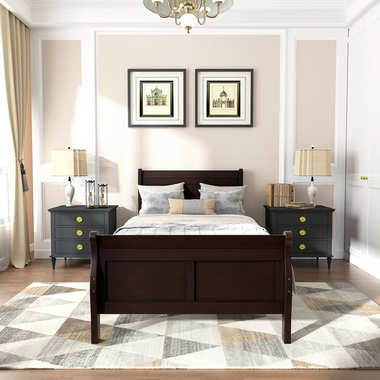 Dark wood bed frame deals