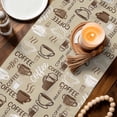 thumbnail image 4 of Coffee Table Runner 36 Inches, Beige Farmhouse Retro Beans Latte Tea Cup Funny Bed Runner Dresser Scarves Tabletop for Indoor Outdoor Parties/Ceremony/Banquet, 13"x 36", 4 of 8