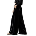 thumbnail image 6 of Mifsaly Women's Velvet Wide Leg Trousers High Waisted Flowy Palazzo Pants Fall Winter Elegant Evening Party Business Casual Outfits with Pockets, 6 of 6