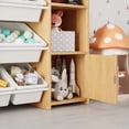 thumbnail image 2 of Homfa Kids Toy Organization Cubby Bookcase with 8 Bin, 2 Door Storage Organizer Bookshelf for Children Room Playroom, Natural, 2 of 7