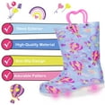 thumbnail image 2 of FUNCOO PLUS Toddler Kids Rain Boots Girls Light Up Waterproof Boots with Handles, Hot Air Balloon, Size 8, 2 of 6