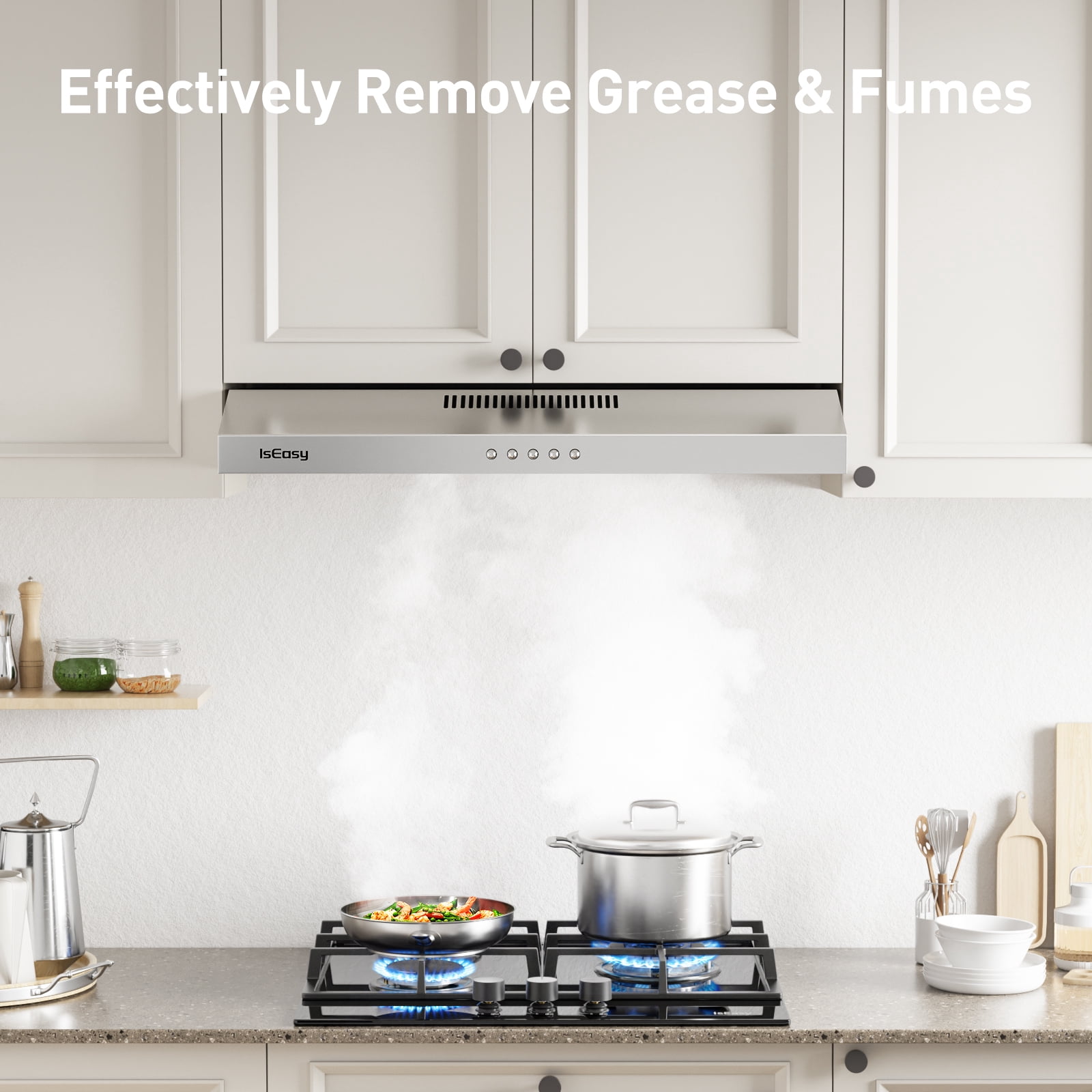 IsEasy Stainless Steel Ventless Oven Cooker with Air Range Hood, 30 inch Under Cabinet Kitchen Stove