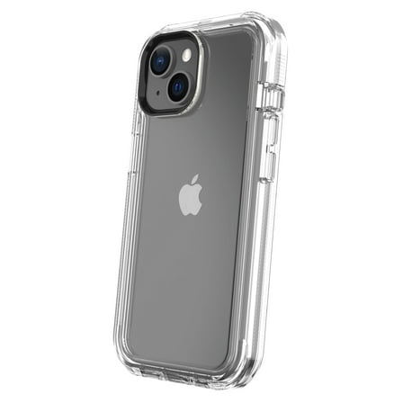 Open Box onn Rugged Phone Case with Holster for iPhone 16e / iPhone 15 / iPhone 14 / iPhone 13 - Clear