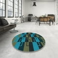 thumbnail image 3 of Ahgly Company Indoor Round Patterned DarkSlateGray or DarkSlateGrey Green Area Rugs, 8' Round, 3 of 6