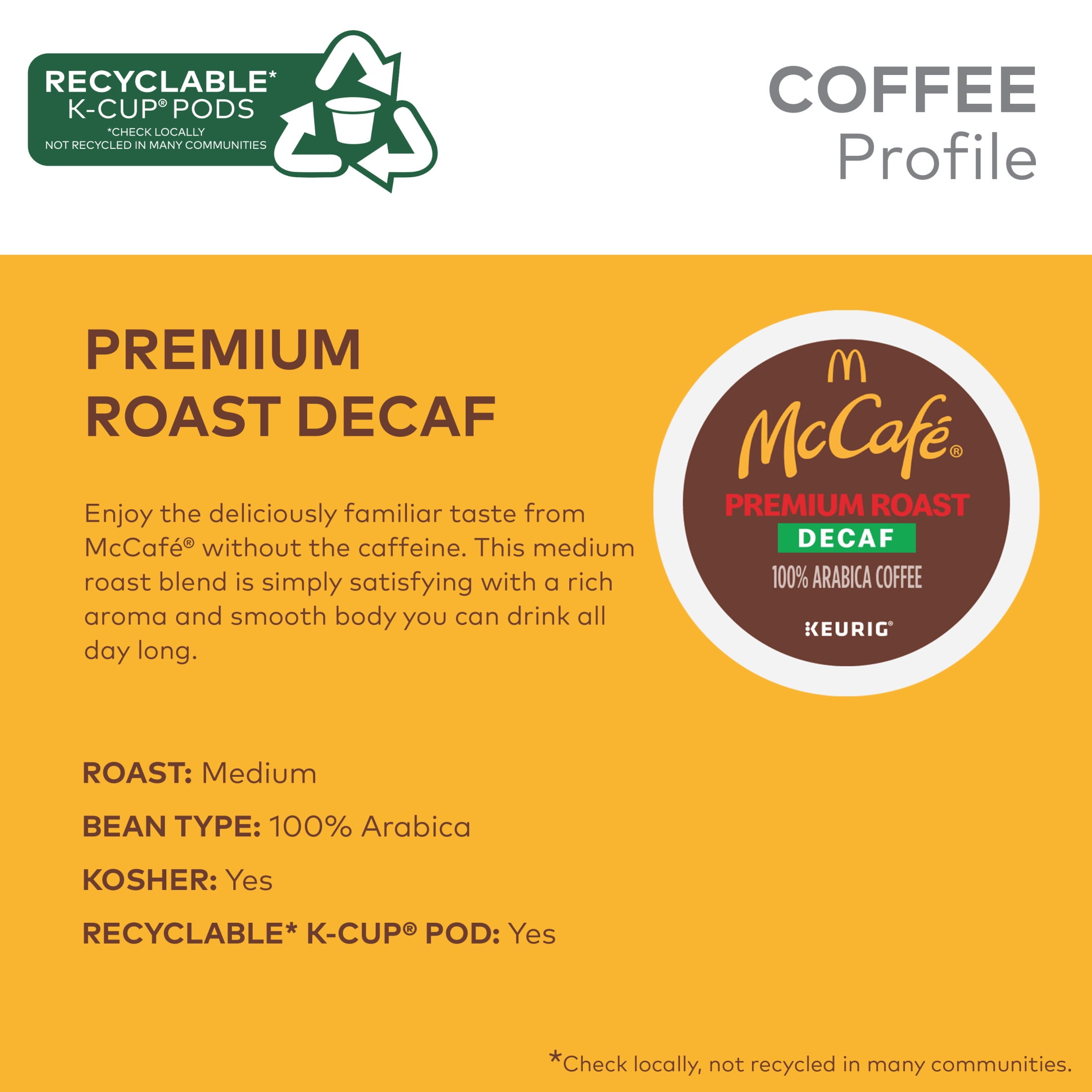 McCafe, Decaf Premium Medium Roast K-Cup Coffee Pods, 60 Count