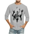 thumbnail image 1 of Camisas de Manga Larga para Hombres Imprimir Casual Cuello Redondo Blusa de Manga Corta, Camisas de Lino para Hombres, 1 of 4