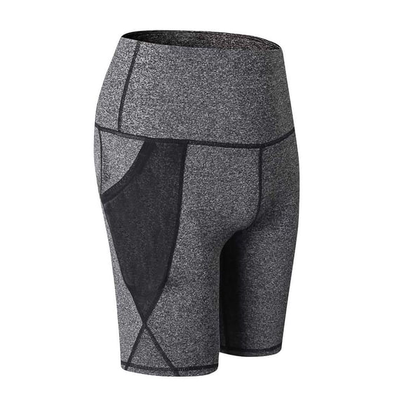 Qingpeng Womens High Waisted Biker Shorts Tummy Control Compression Stretchy Workout Yoga Shorts with Pockets