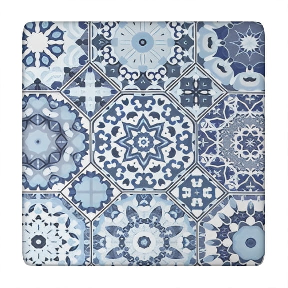 Vibrant Boho Pattern Tablecloth with Stretch Fit Design for 34 Inch Square Indoor Outdoor Table Protection