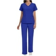 thumbnail image 4 of FNFYFH Scrubs for Women Set Medical Uniform V-Neck Top and Straight Leg Pants Soft Stretch Workwear with Pockets, 4 of 8