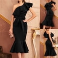 thumbnail image 2 of IROINNID Sheath Dress For Women Strapless Sleeveless Elegant Sexy Casual Slim Waist Tube Top Long Dress One-Shoulder Cap Solid Color Dress, 2 of 9