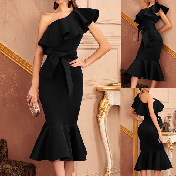 Gspmoly Womens Dresses, Fashion Women'S Elegant Sexy Casual Solid Color Slim Waist Tube Top Sleeveless Long Dress Cocktail Dress up to 65% Off