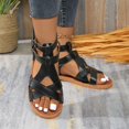 thumbnail image 6 of Miluxas Comfortable Sandals for Women Wide Width Ladies Fashion Summer Solid Color Leather Cover Flat Sandals Black 6.5(38), 6 of 9