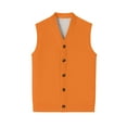 thumbnail image 7 of Resicozy Men's Knit Sweater Vest Solid Color V-Neck Button Down Sleeveless Cardigan Vest Saffron 5XL, 7 of 7