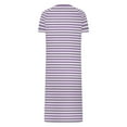 thumbnail image 6 of Fartey Women's Long Striped Nightgown Zipper Front Short Sleeve House Coat Soft Comfy Crew Neck Robes Loose Fit Casual Loungewear with Pockets Purple 2XL, 6 of 8