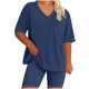 thumbnail image 2 of mfyjkho Pantalones Cortos Para Mujer, Conjunto De Camisa De Manga Corta Abotonada Y Pantalones Cortos Con Cordón De Lino Y Verano Para Mujer Pantalones Cortos Deportivos Para Mujer Xxxxl, 2 of 6