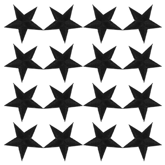 STRANDCHIC Five Pointed Star Patches Black Polyester Embroidery for DIY Clothing 24Pcs