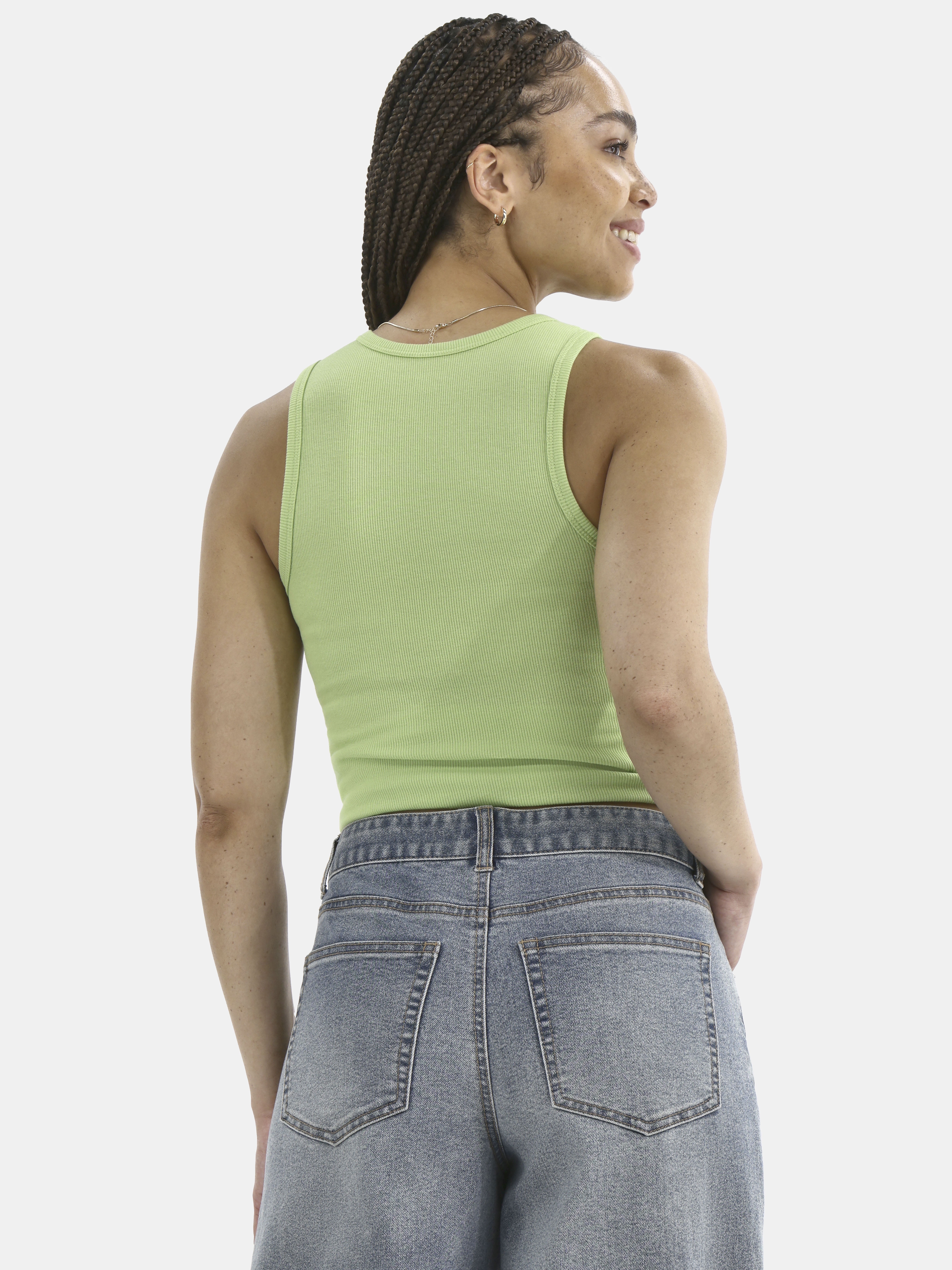 No Boundaries Ribbed High Neck Tank Top, Women's