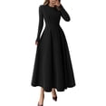 thumbnail image 1 of Vestido PRETTYGARDEN 2025 Elegante de Manga Larga Midi Negro M, 1 of 8