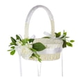 thumbnail image 3 of Cesta de boda, cesta de flores de satén, accesorios fotográficos para niña de las flores, decoración con flores de seda Blanco, 3 of 9