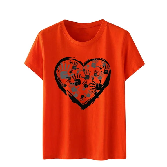 Lindreshi Womens Fashion Tops Short Sleeve Women's Fashion Printed Round Neck Short Sleeve T-Shirt Blouse Loose Tops