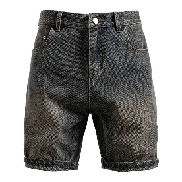 pstuiky Pantalones cortos de gimnasio para hombre, Pantalones cortos de mezclilla para hombre, de pierna recta, cinco cuartos, de color liso Pantalones cortos de golf