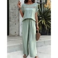 thumbnail image 5 of YNIQUE Spring and Summer Casual Fashion Solid Color Short-Sleeved Trousers Suit, 5 of 7