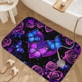 thumbnail image 3 of 1pc Butterflies and Roses Absorbent Non-Slip Bathroom Thickened Flannel Rug Decor,Soft,Quick Drying,Suitable For Indoor/outdoor Use,Bathrooms,Bedrooms,Kitchens,Terrace,Laundry Rooms,16"x24", 3 of 9