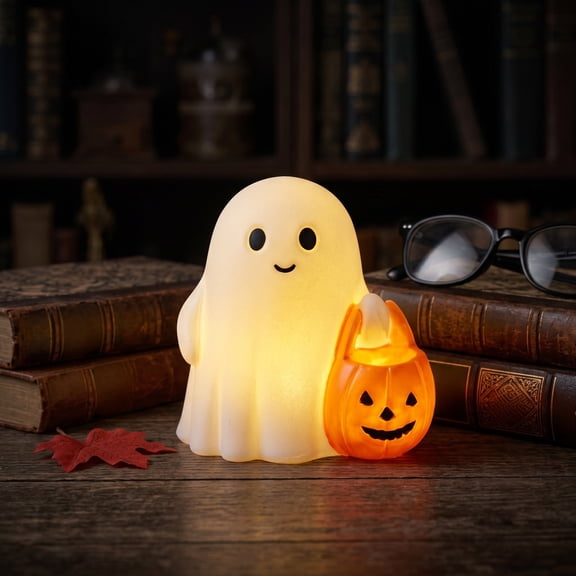 HaiSphere Halloween Decor for Office – Cute White Ghost Desk Ornament Resin Figurine, Adorable Halloween Decorations Indoor for Charming Home Accent