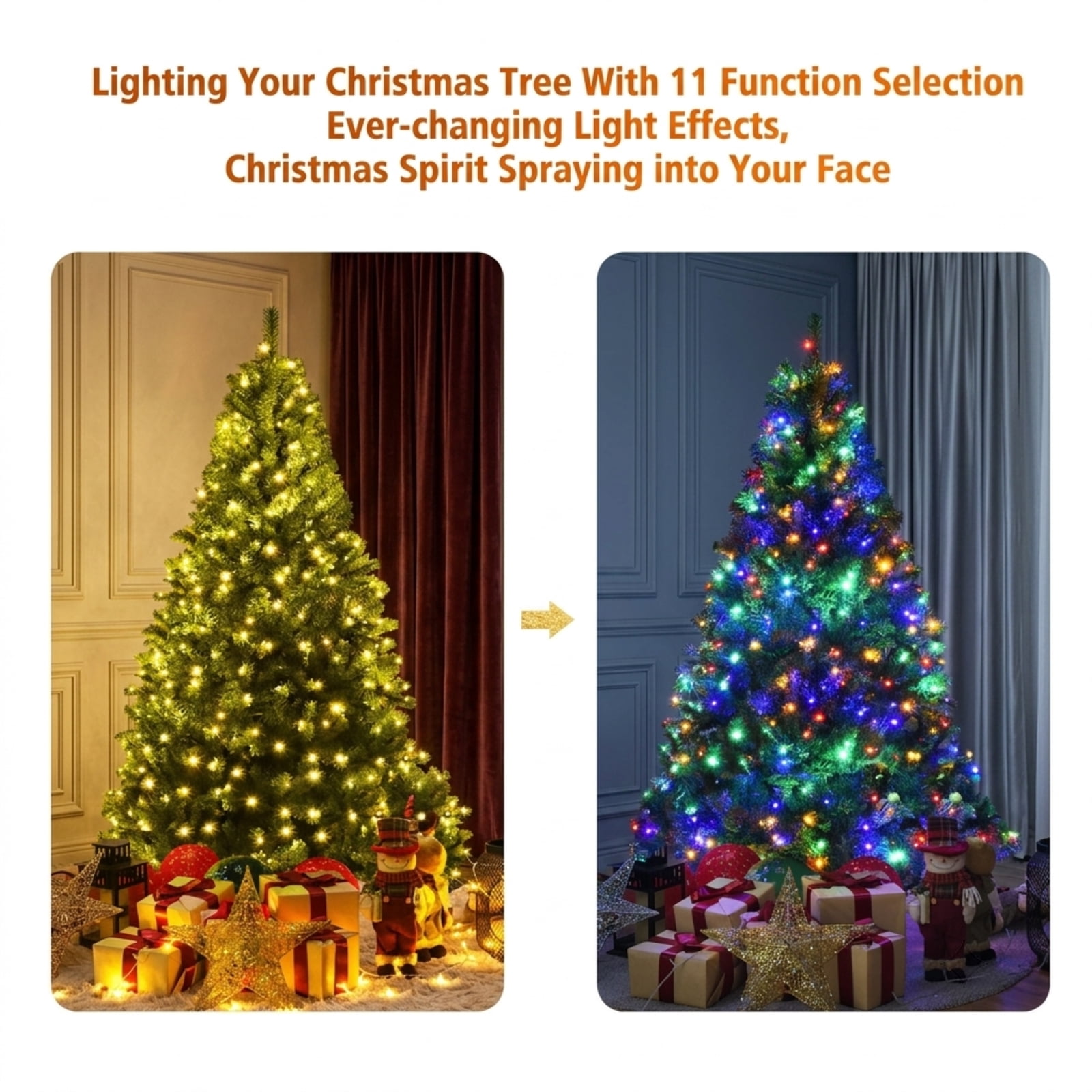 RUIE, 5 ft, Pre-Lit Artificial Christmas Tree, Artificial Tree, 600 Branch Tips, Green, Hinged Branches for Christmas Party Living Room Decor