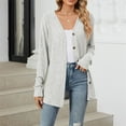 thumbnail image 5 of Women's Open Front Knit Cardigan - Long Sleeve Button Sweater, Lightweight Loose Cover-Up for Fall & Winter | Yubnlvae (Grey | S), 5 of 7