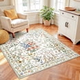 thumbnail image 5 of YOUFORTONG 5x5 Washable Square Area Rug, Floral Oriental Non-Slip Carpet, Stain & Water Resistant Lightweight Floor Mat for Living Room Bedroom Kitchen Entryway,Beige, 5 of 8