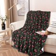 thumbnail image 2 of Black Christmas Cherry Pattern Round Blanket,Comfortable Soft Flannel Throw Blanket,All Season,Warm Lightweight Blankets for Sofa Bed Couch Living Room Chair 60"x60", 2 of 5