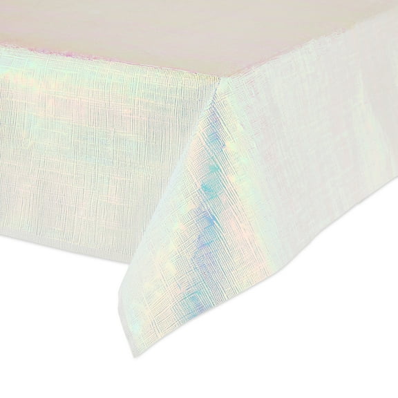 Rectangular 54" x 84" White Opalescent Paper Table Cover, by Way To Celebrate