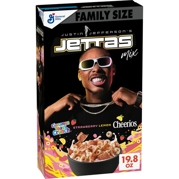 Justin Jefferson Cereal, Cinnamon Toast Crunch Strawberry, Frosted Lemon Cheerios, 19.8 oz