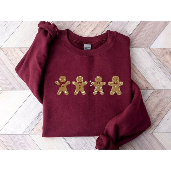 Gingerbreads Christmas Embroidered Sweatshirt