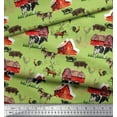 thumbnail image 4 of Soimoi Green Rayon Fabric Barn & Pet Animals Farm Printed Craft Fabric by the Yard 58 Inch Wide, 4 of 4