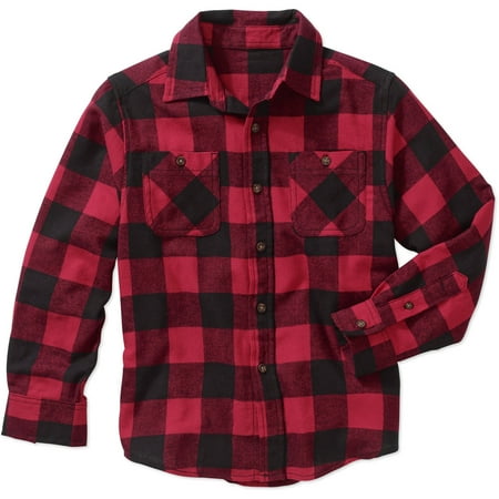 Faded Glory Boys' Long Sleeve Flannel Shirt - Walmart.com