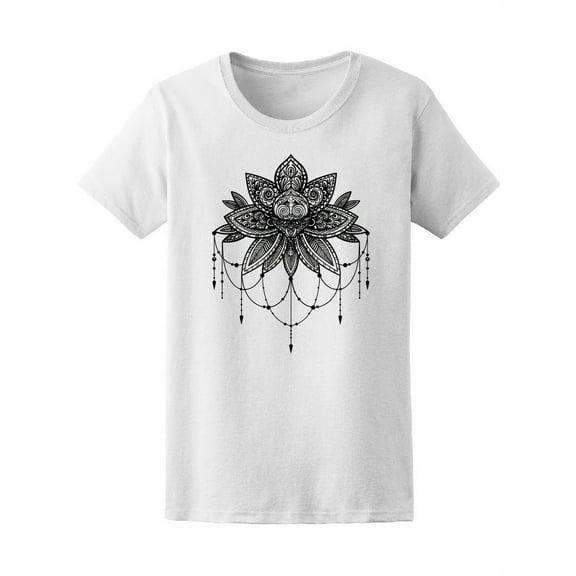 Black & White Lotus Women T-Shirt - Image by Shutterstock, Female XX-Large